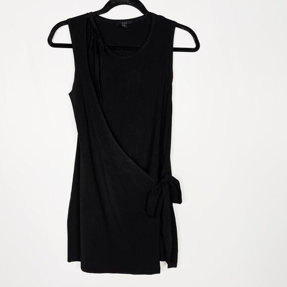 COS Womens XSmall Black Sleeveless Wrap Cut Out Tie Waist Tunic Top Knit Dress - Picture 1 of 8